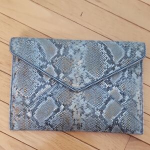 Rebecca Minkoff Elegant Blue Snakeskin Leo Clutch